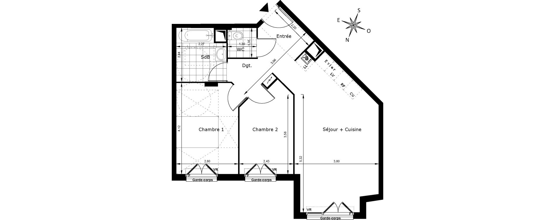 Appartement T3 de 58,59 m2 au Blanc-Mesnil Centre