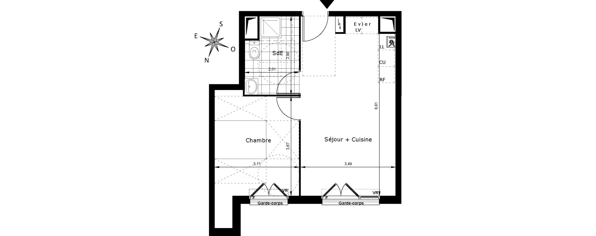 Appartement T2 de 40,22 m2 au Blanc-Mesnil Centre