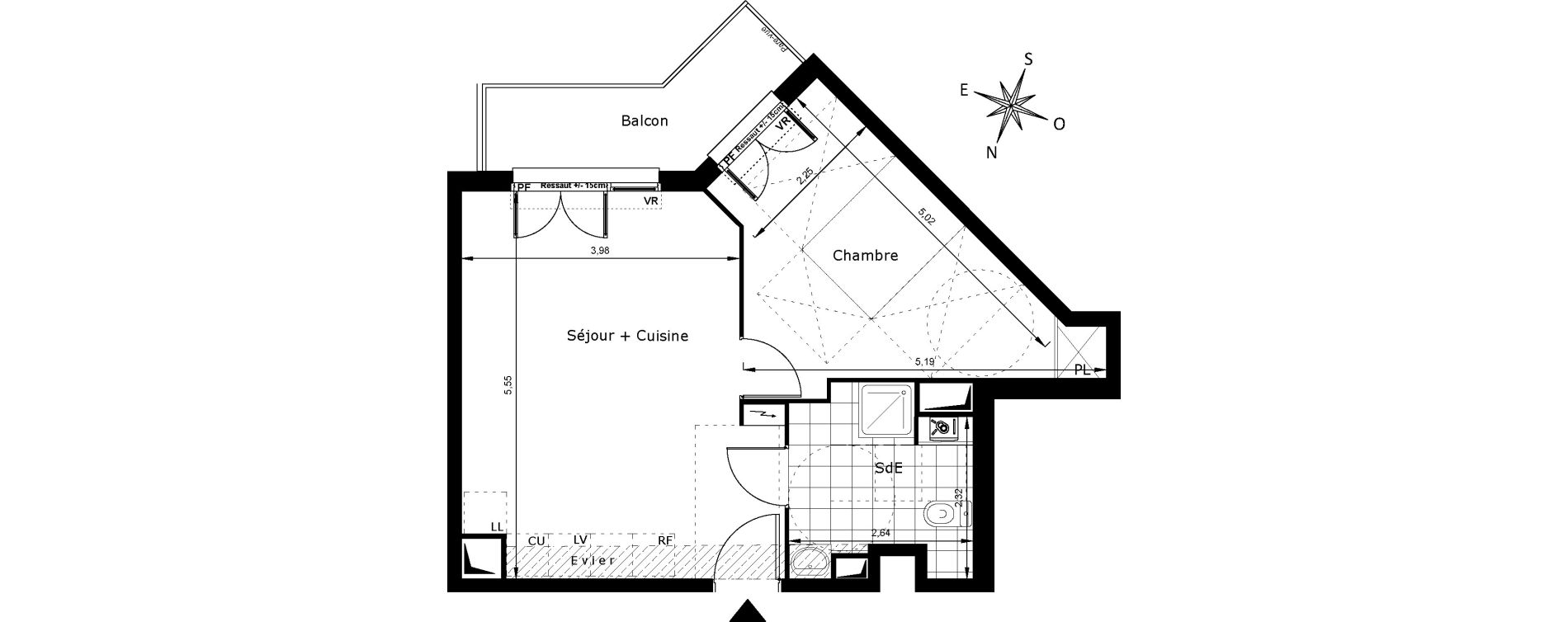Appartement T2 de 43,62 m2 au Blanc-Mesnil Centre