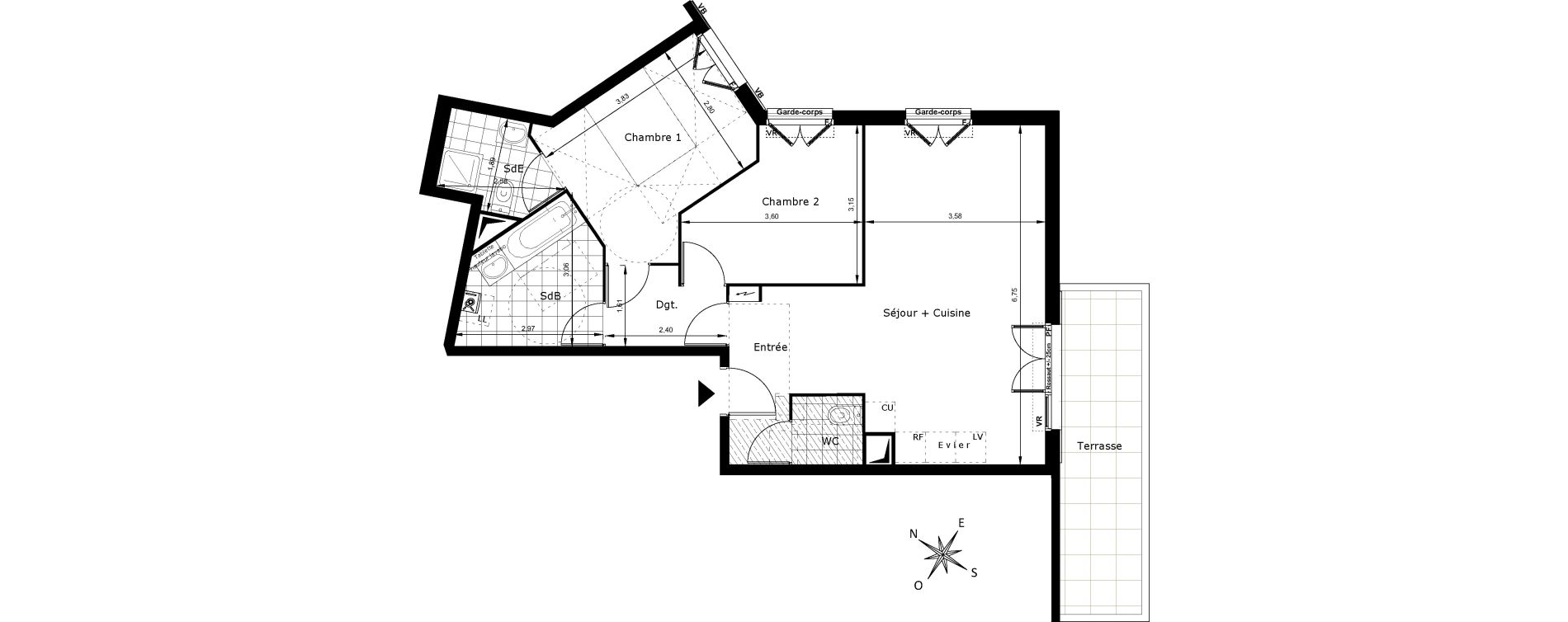 Appartement T3 de 67,65 m2 au Blanc-Mesnil Centre