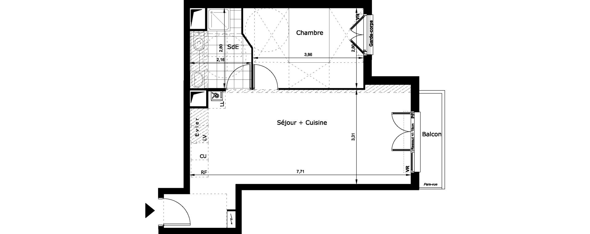 Appartement T2 de 45,04 m2 au Blanc-Mesnil Centre