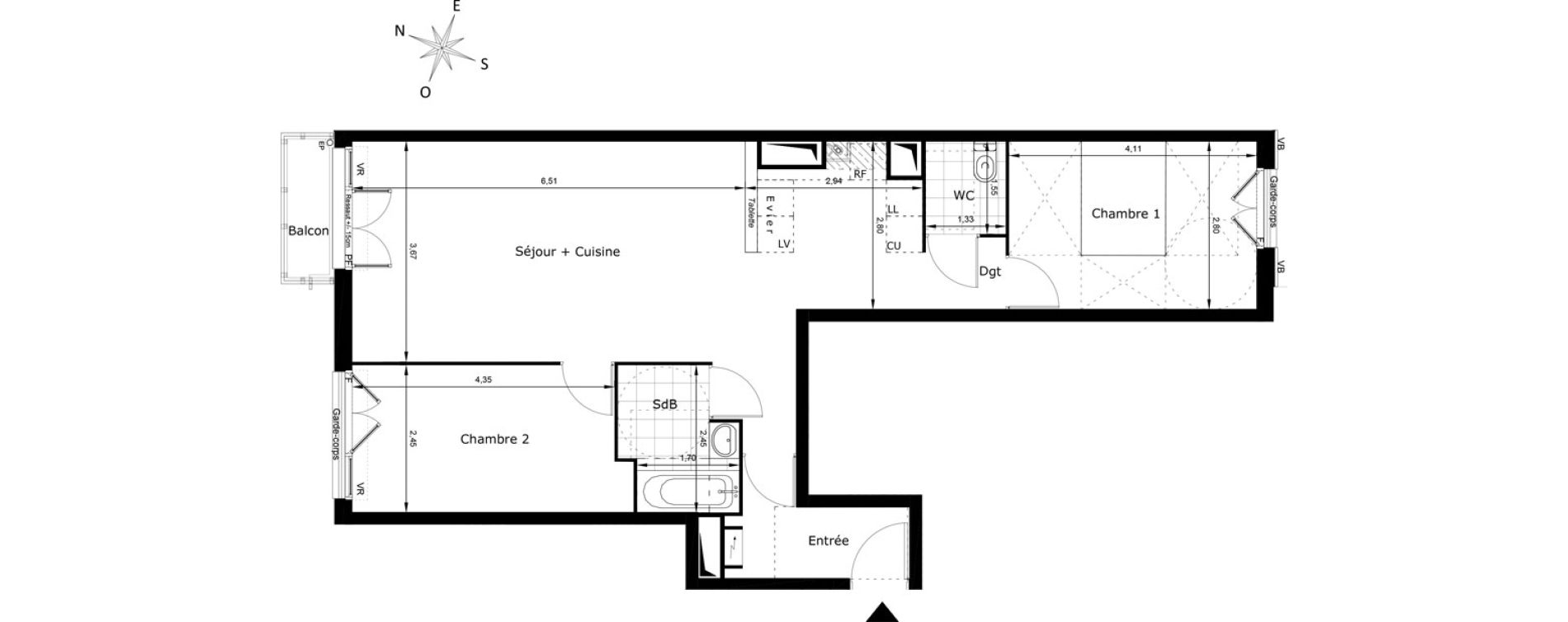 Appartement T3 de 68,16 m2 au Blanc-Mesnil Centre