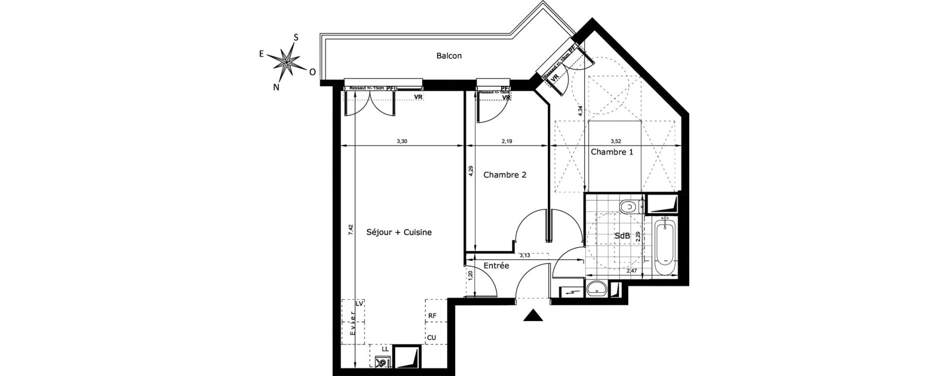 Appartement T3 de 54,97 m2 au Blanc-Mesnil Centre