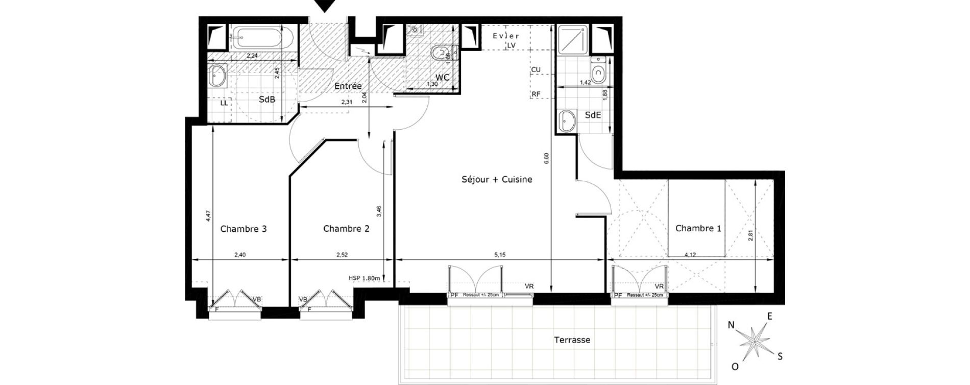 Appartement T4 de 76,02 m2 au Blanc-Mesnil Centre