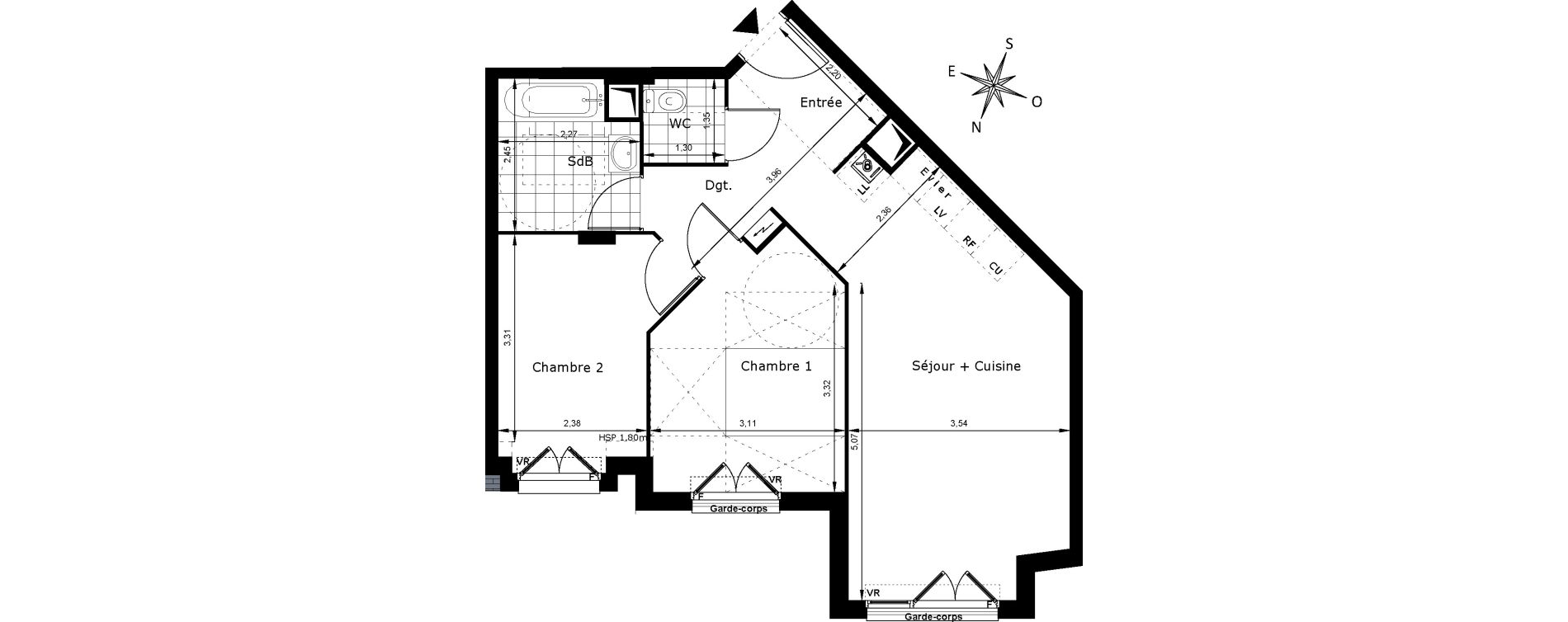 Appartement T3 de 57,34 m2 au Blanc-Mesnil Centre