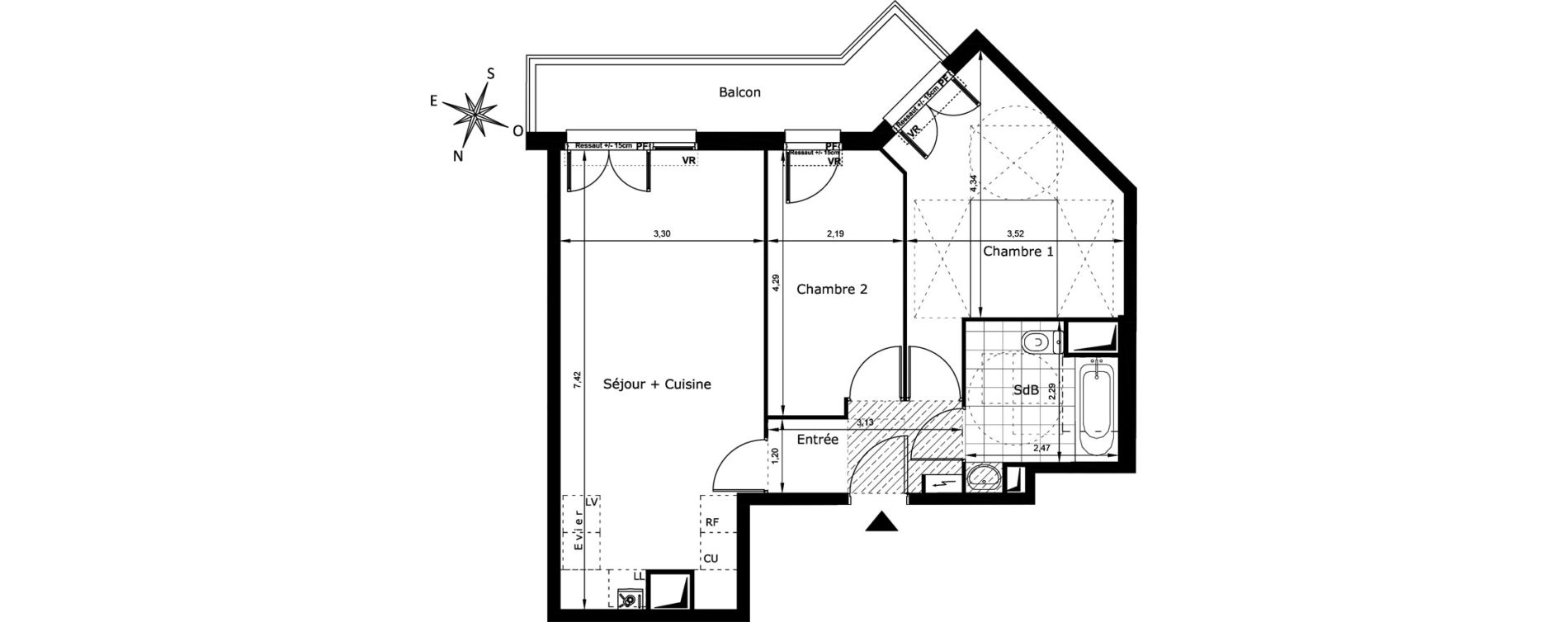 Appartement T3 de 54,96 m2 au Blanc-Mesnil Centre