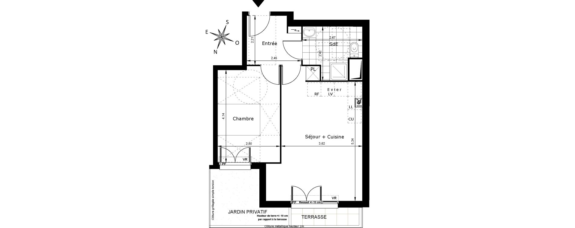 Appartement T2 de 43,68 m2 au Blanc-Mesnil Centre