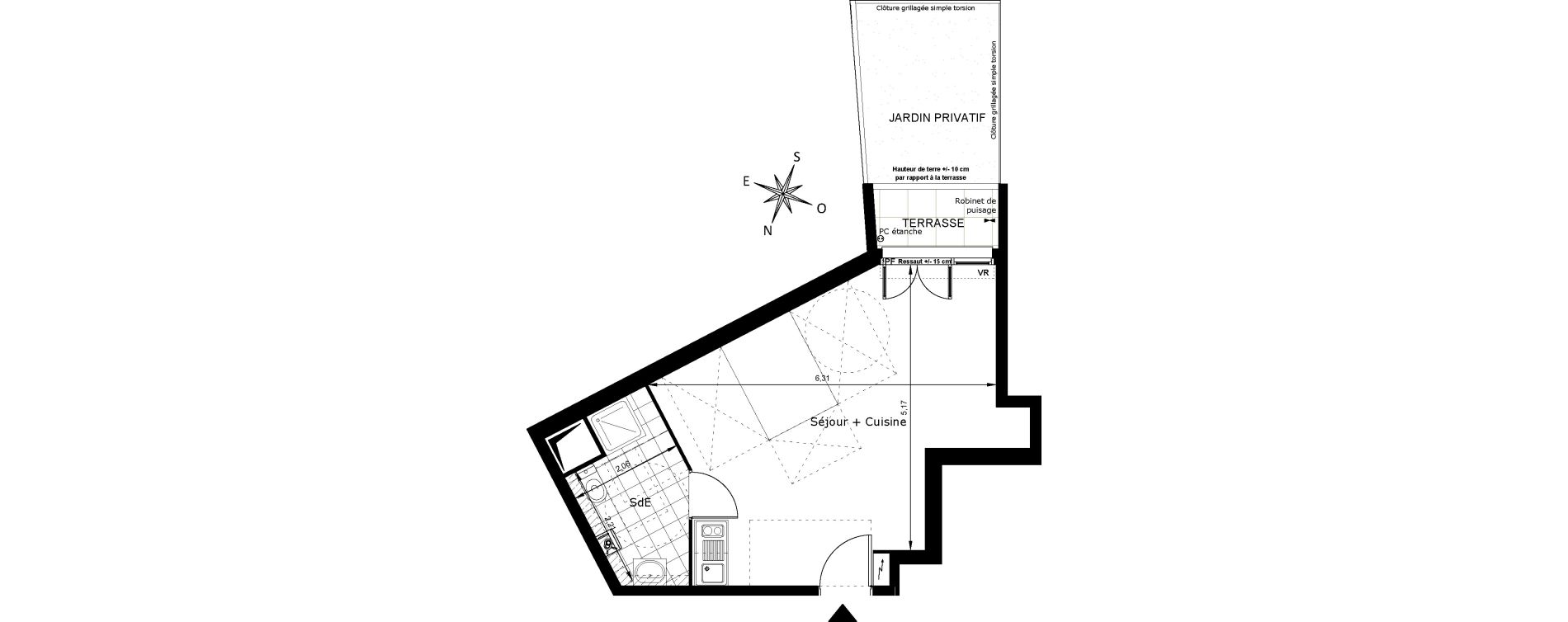 Appartement T1 de 31,98 m2 au Blanc-Mesnil Centre
