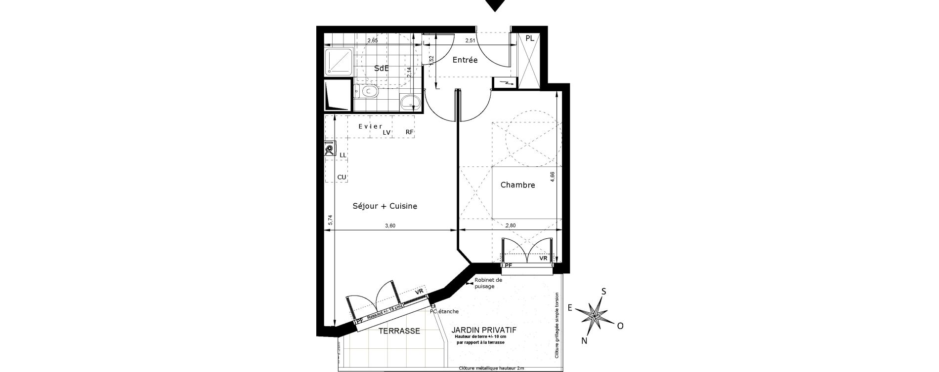Appartement T2 de 41,89 m2 au Blanc-Mesnil Centre