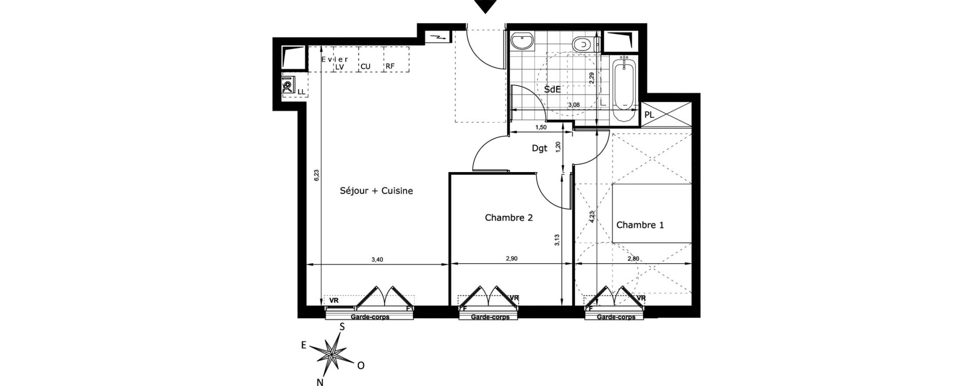 Appartement T3 de 56,13 m2 au Blanc-Mesnil Centre