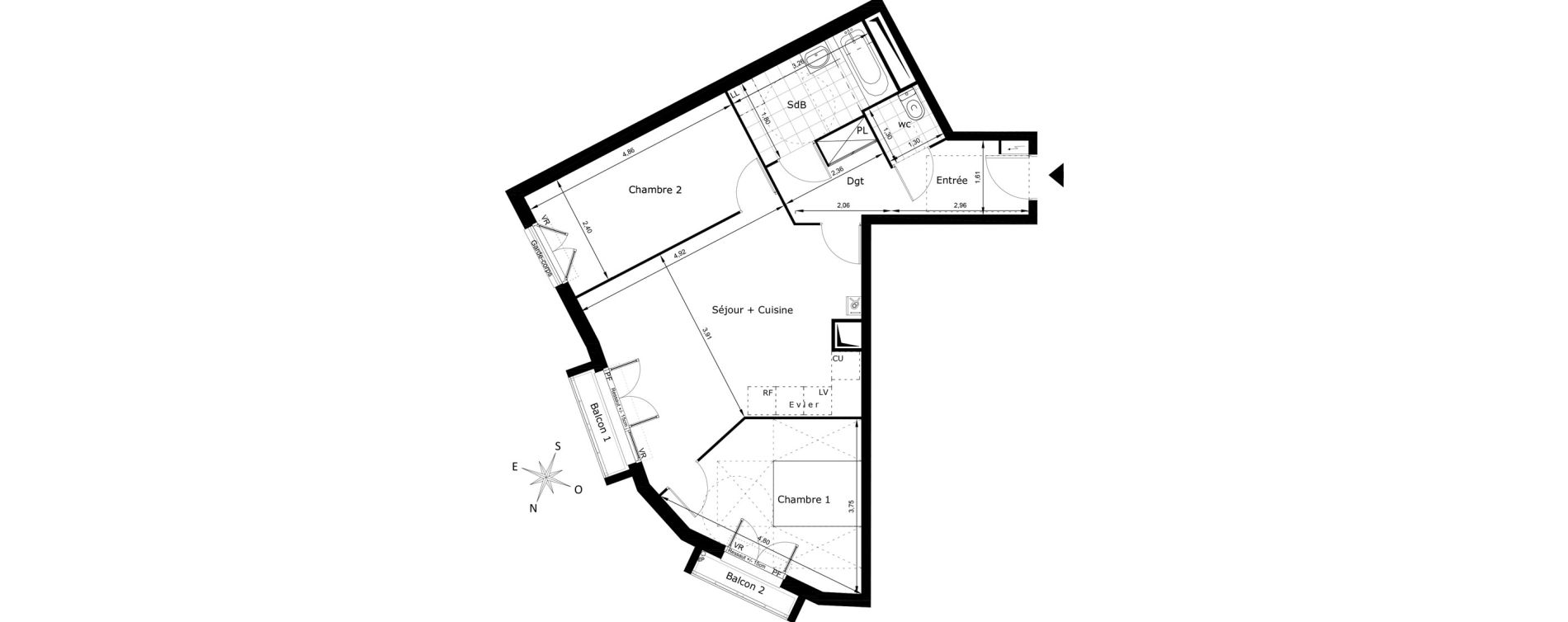 Appartement T3 de 62,61 m2 au Blanc-Mesnil Centre