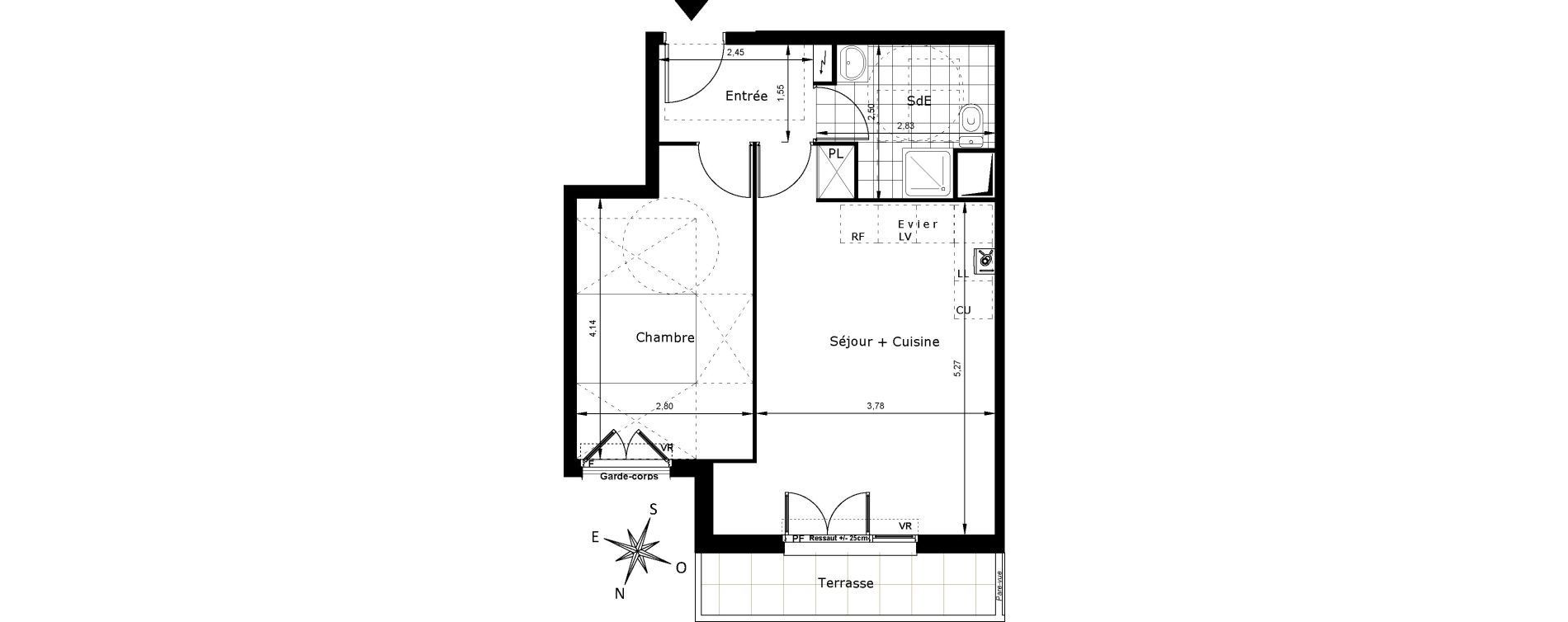 Appartement T2 de 44,34 m2 au Blanc-Mesnil Centre