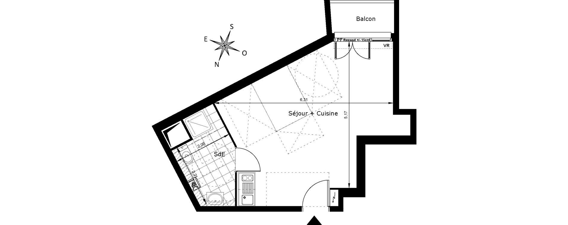 Appartement T1 de 31,98 m2 au Blanc-Mesnil Centre