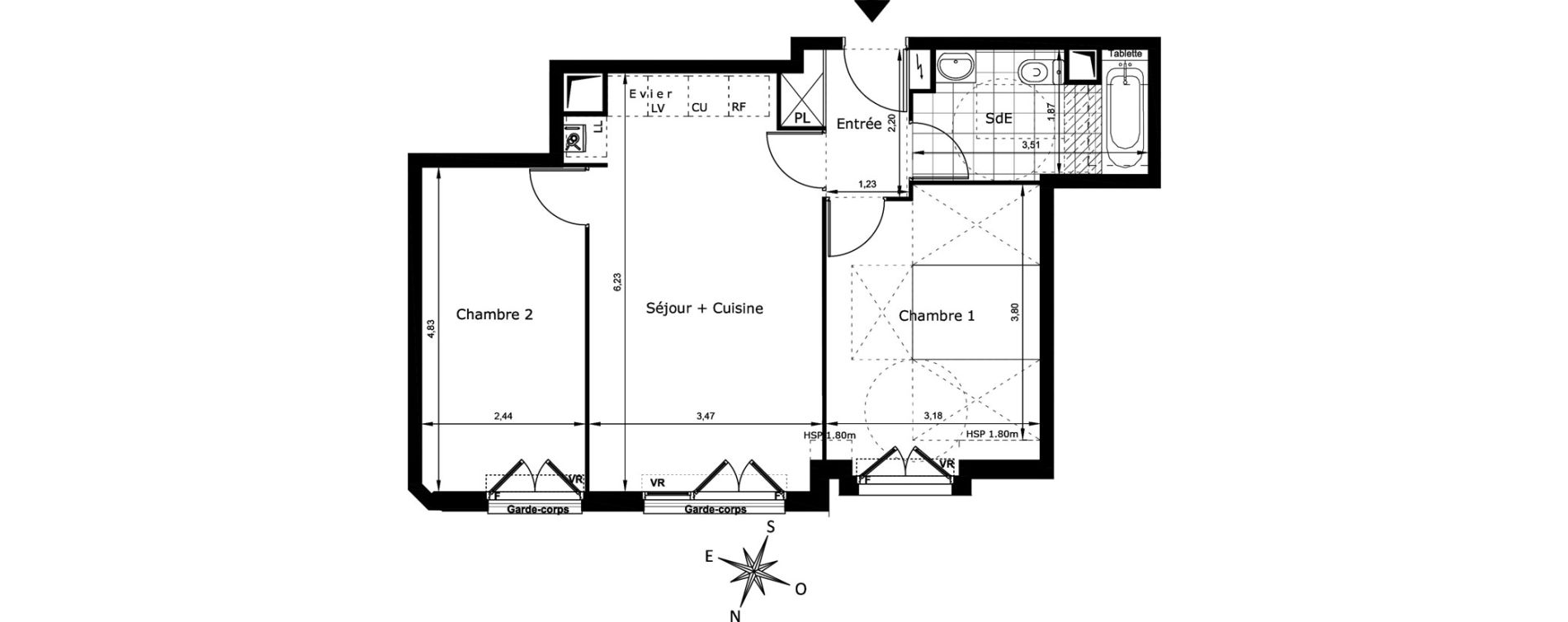 Appartement T3 de 54,95 m2 au Blanc-Mesnil Centre