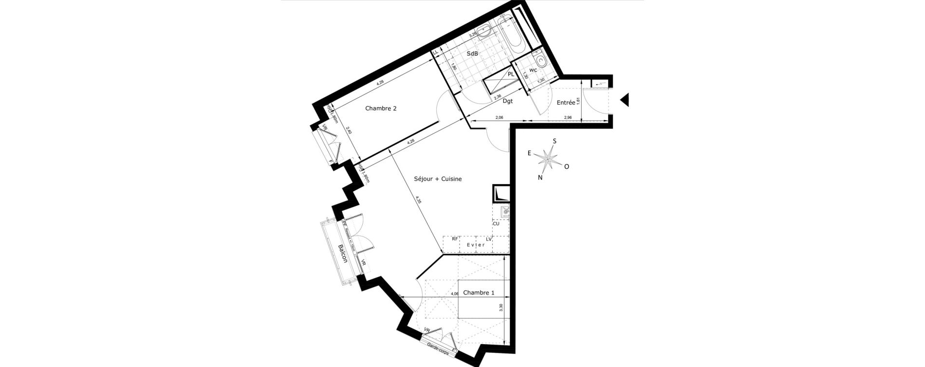 Appartement T3 de 65,29 m2 au Blanc-Mesnil Centre