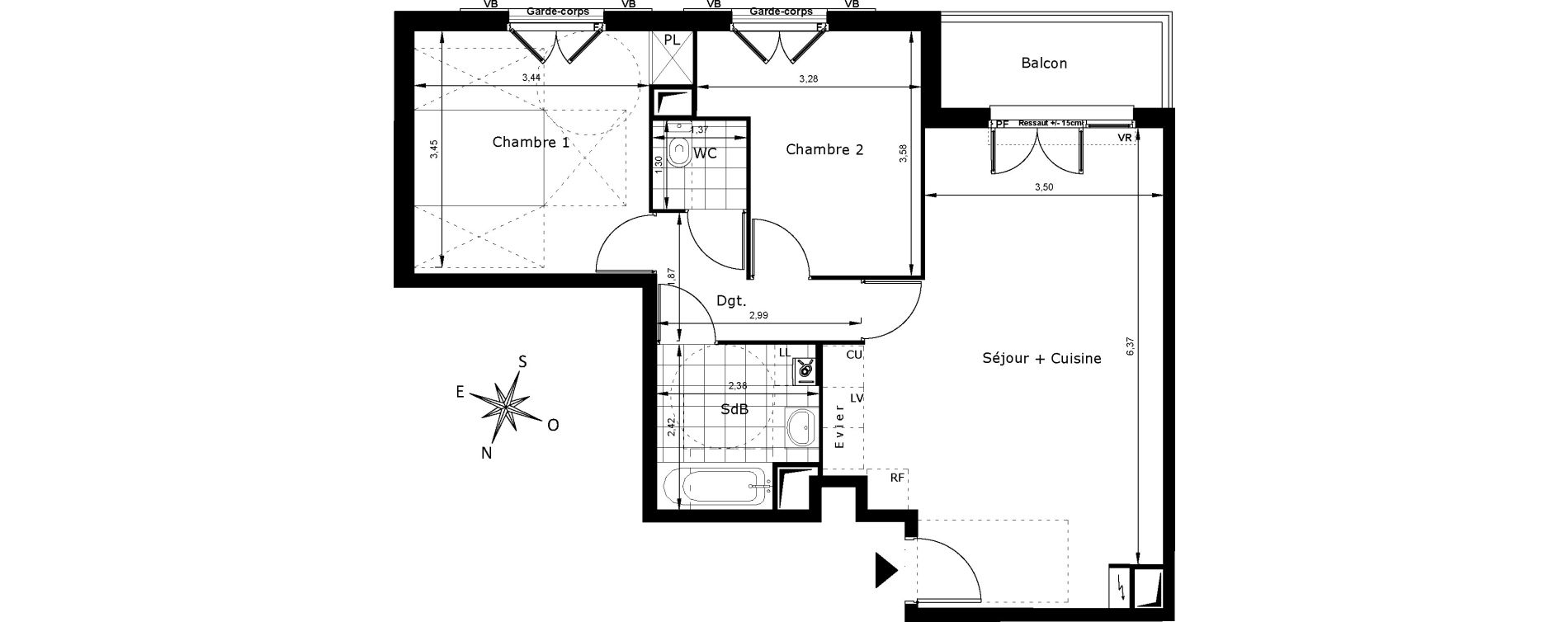 Appartement T3 de 62,01 m2 au Blanc-Mesnil Centre