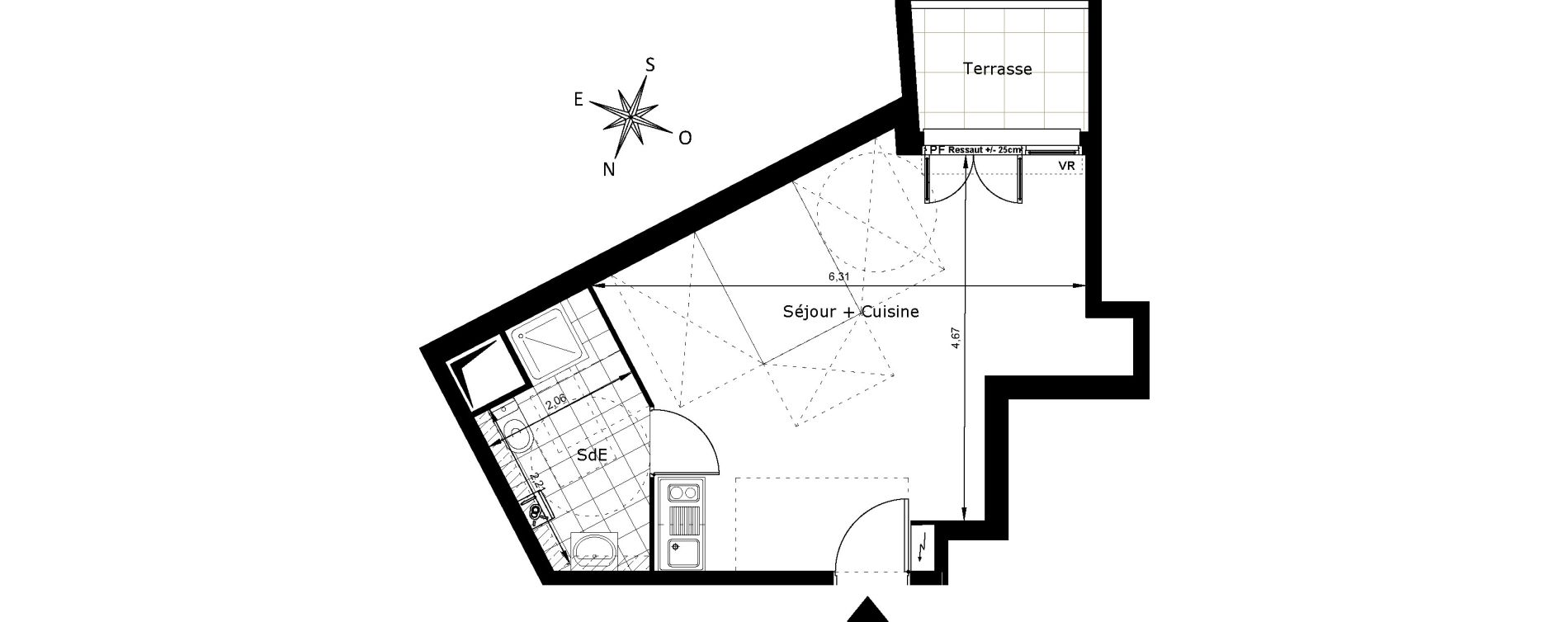Appartement T1 de 30,79 m2 au Blanc-Mesnil Centre
