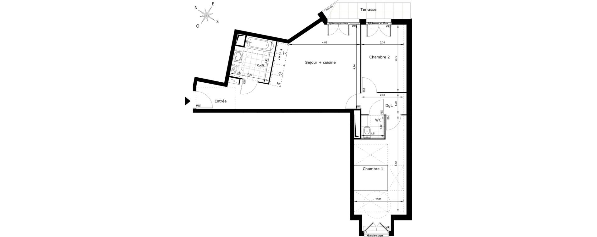 Appartement T3 de 61,03 m2 au Blanc-Mesnil Centre