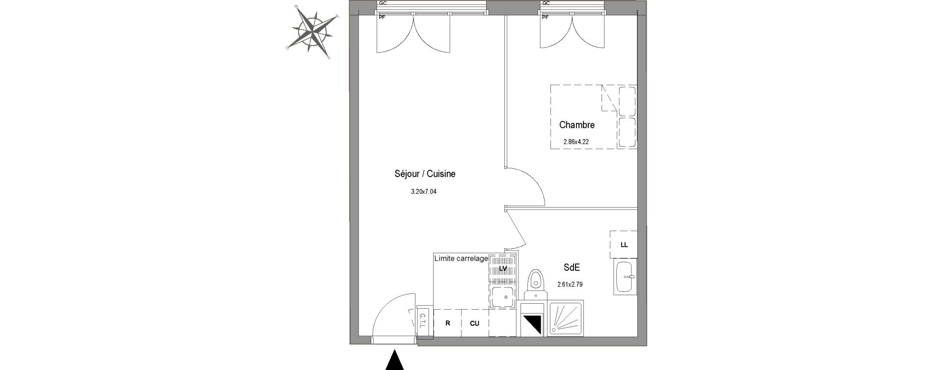 Appartement T2 de 41,85 m2 au Blanc-Mesnil Centre
