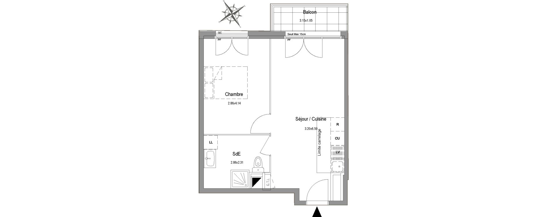 Appartement T2 de 38,97 m2 au Blanc-Mesnil Centre