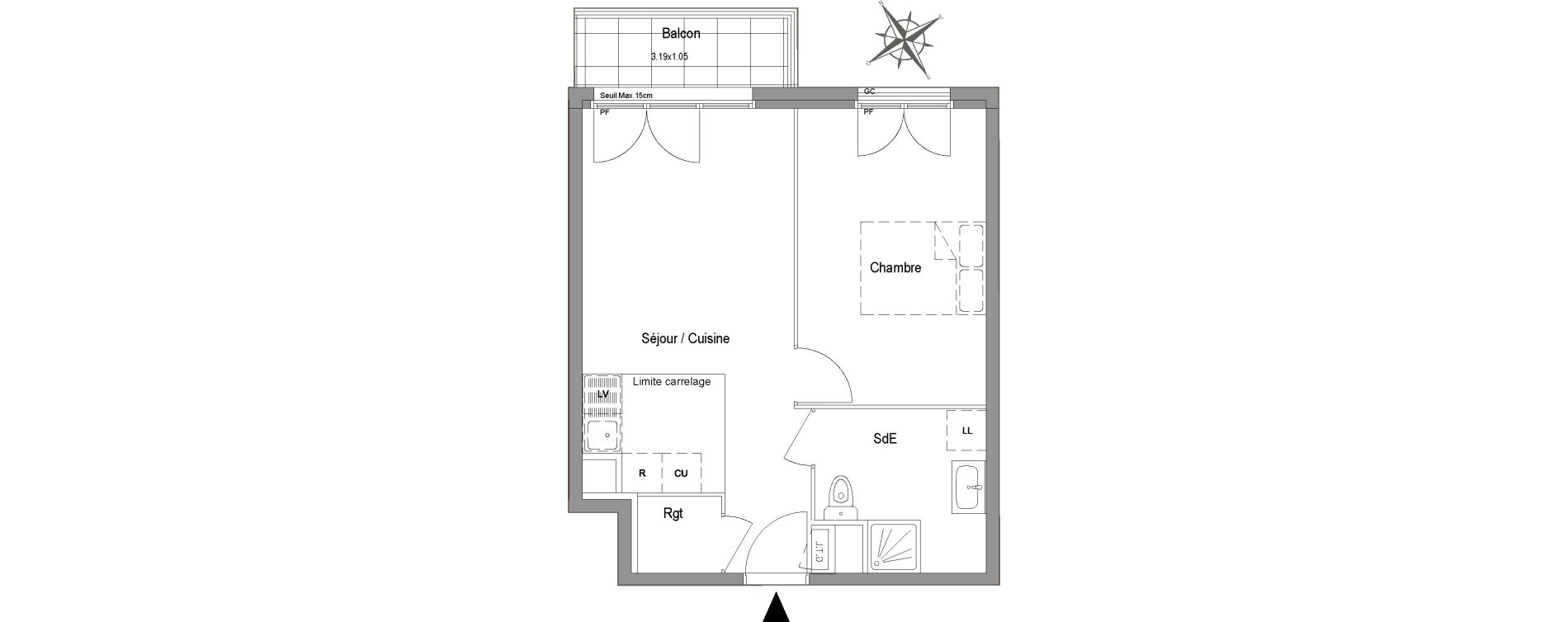 Appartement T2 de 40,39 m2 au Blanc-Mesnil Centre