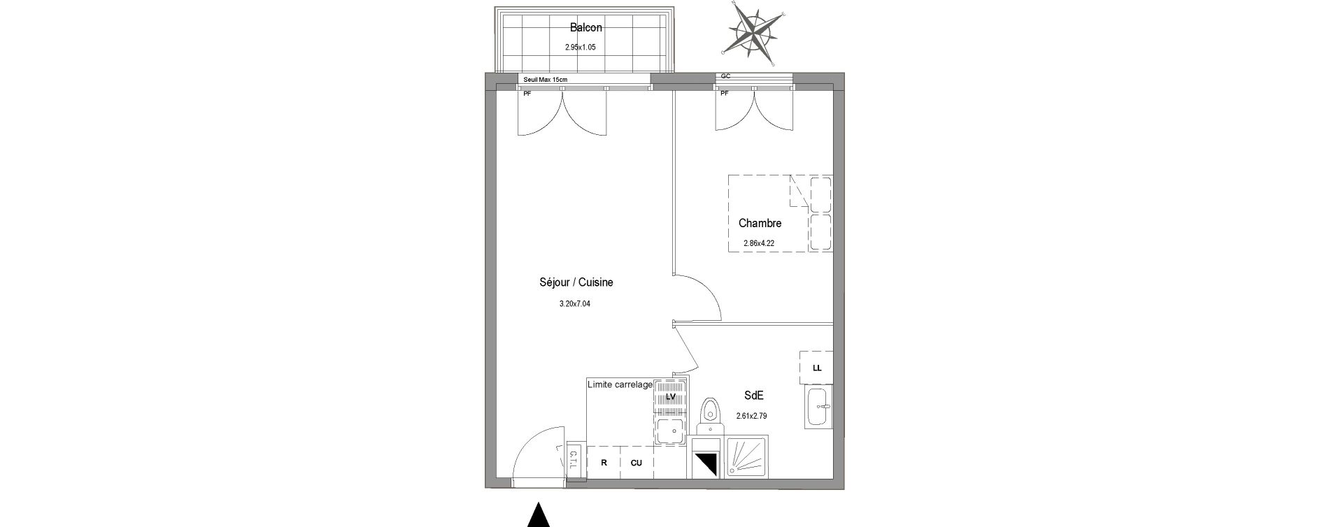 Appartement T2 de 41,85 m2 au Blanc-Mesnil Centre