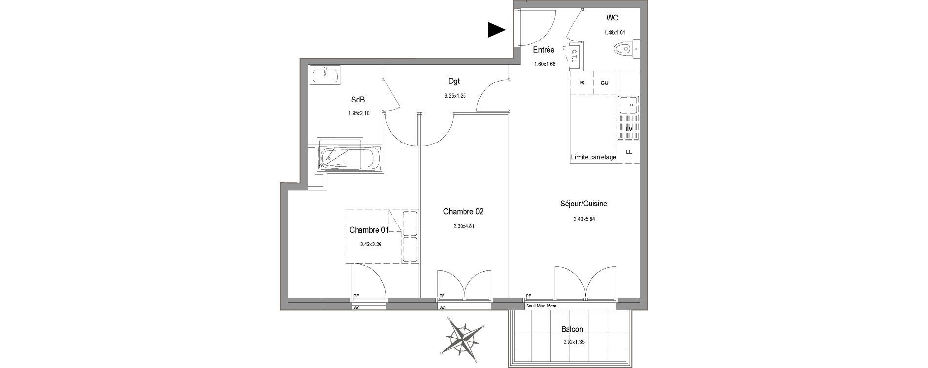 Appartement T3 de 57,17 m2 au Blanc-Mesnil Centre