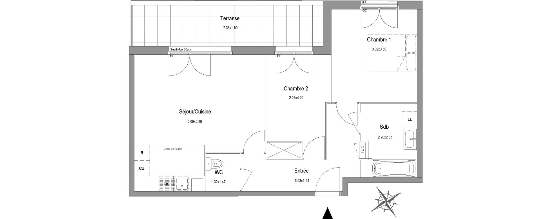 Appartement T3 de 60,14 m2 au Blanc-Mesnil Centre