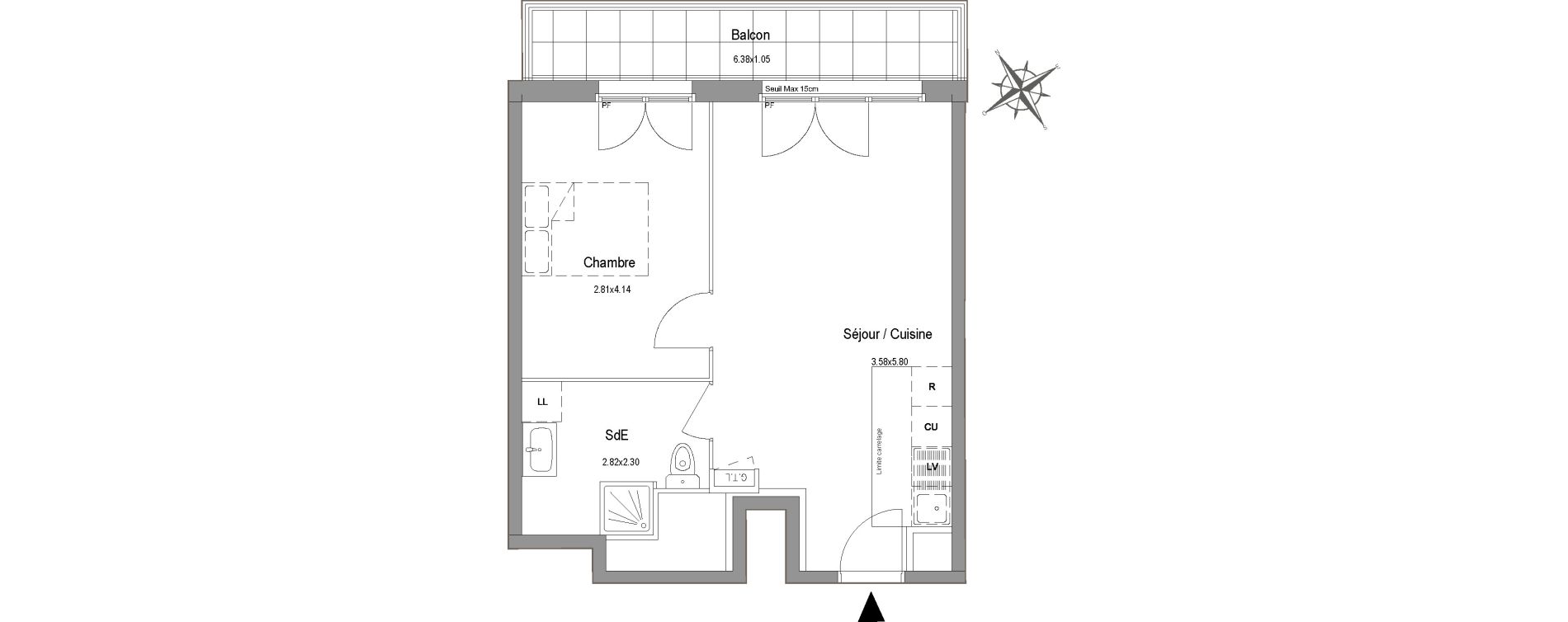 Appartement T2 de 40,45 m2 au Blanc-Mesnil Centre