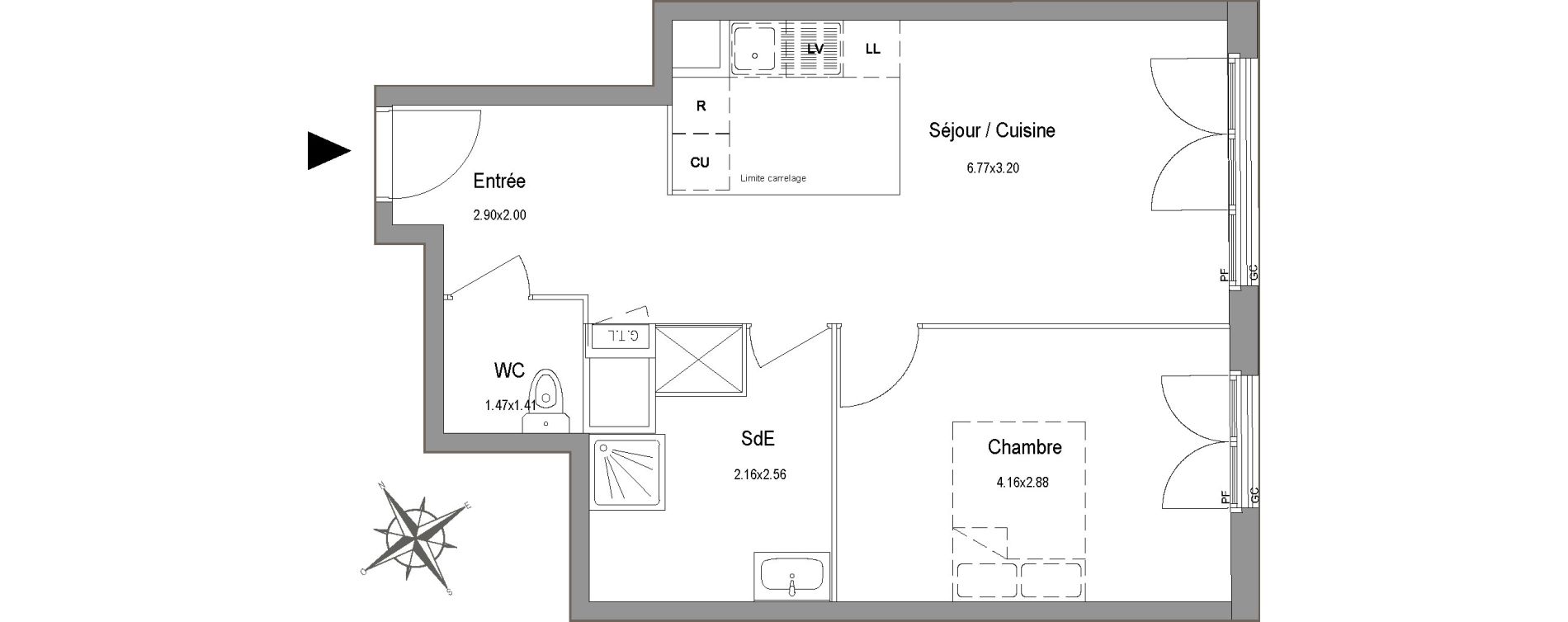 Appartement T2 de 44,76 m2 au Blanc-Mesnil Centre