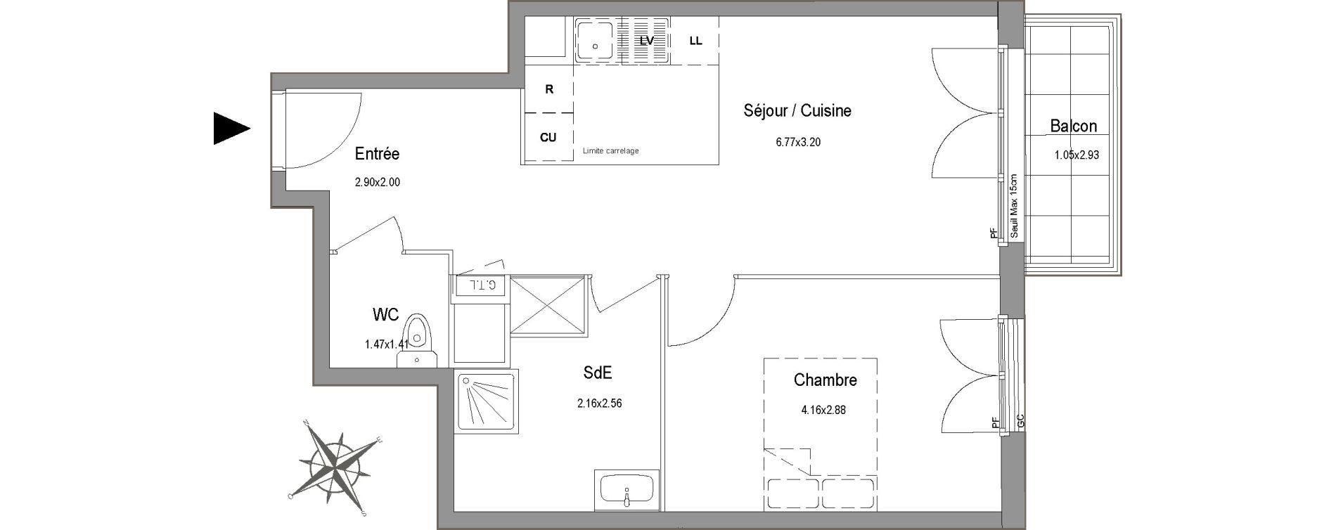 Appartement T2 de 44,76 m2 au Blanc-Mesnil Centre