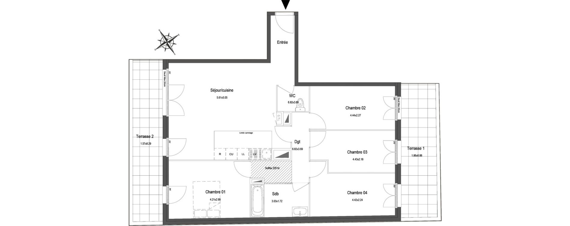 Appartement T5 de 88,48 m2 au Blanc-Mesnil Centre
