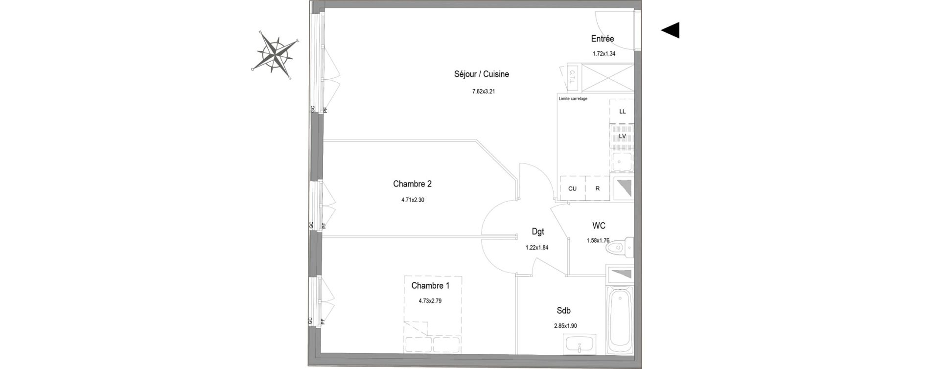 Appartement T3 de 62,16 m2 au Blanc-Mesnil Centre