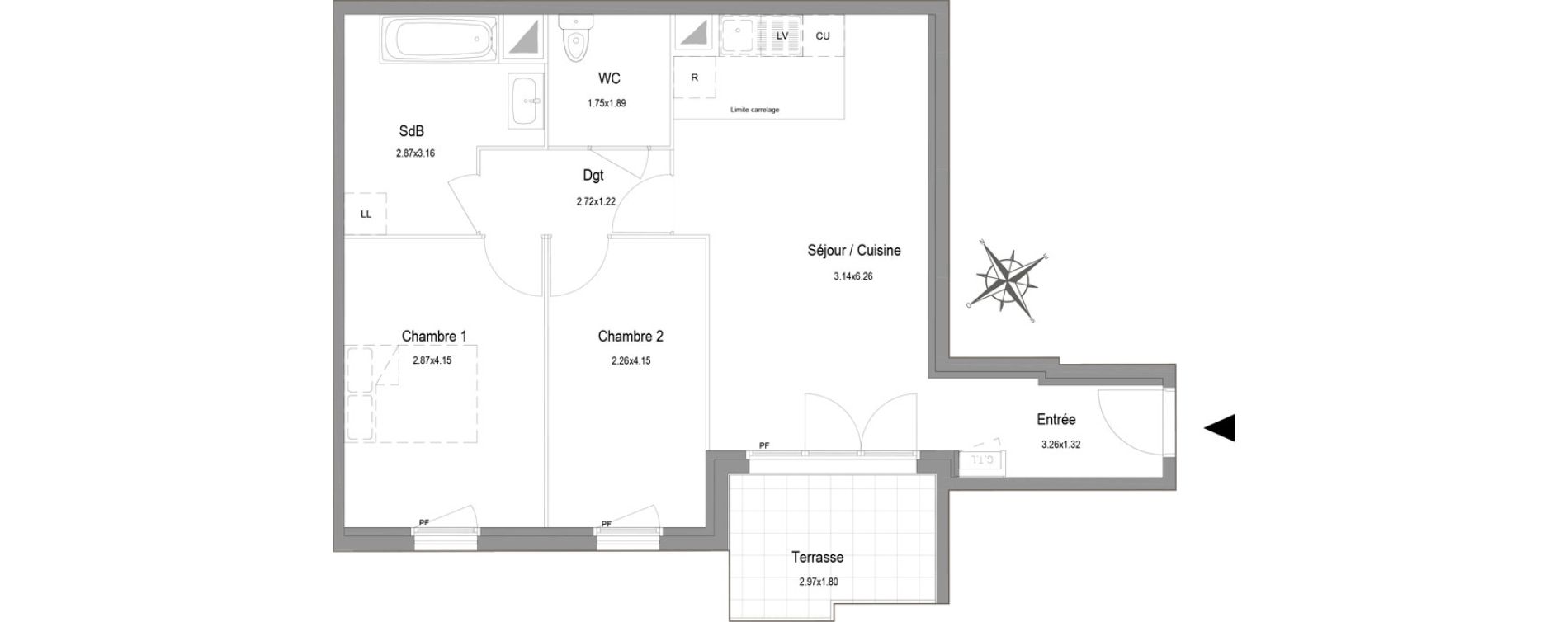 Appartement T3 de 60,36 m2 au Blanc-Mesnil Centre