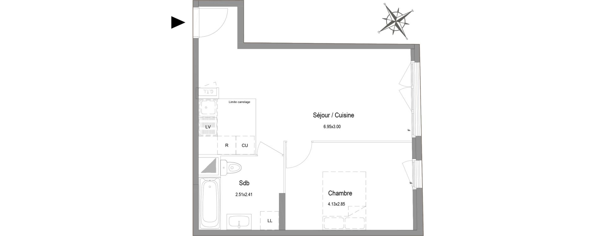 Appartement T2 de 41,59 m2 au Blanc-Mesnil Centre