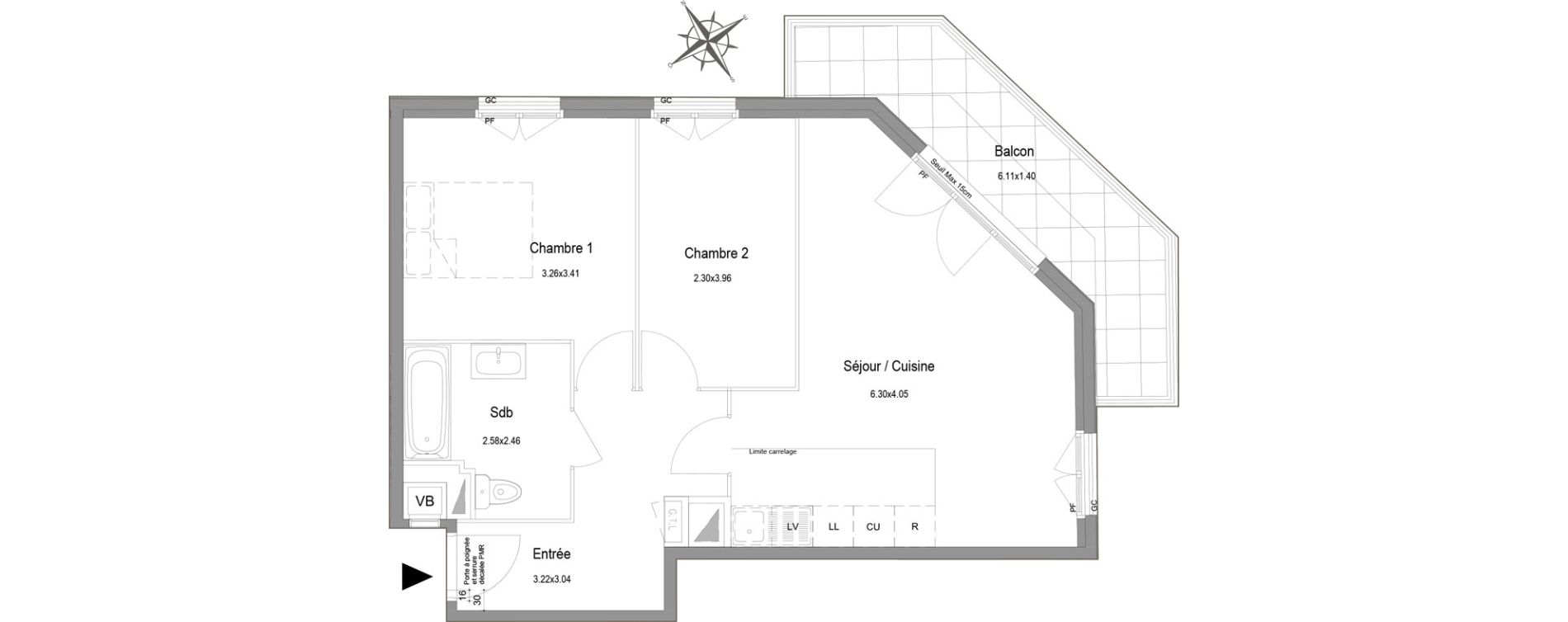 Appartement T3 de 57,74 m2 au Blanc-Mesnil Centre