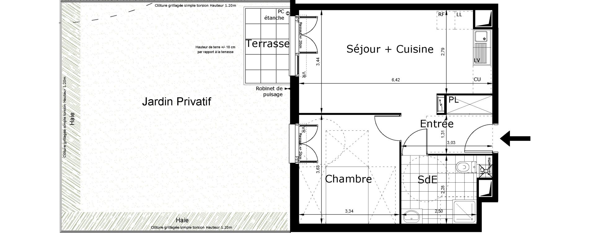 Appartement T2 de 43,63 m2 au Blanc-Mesnil Centre