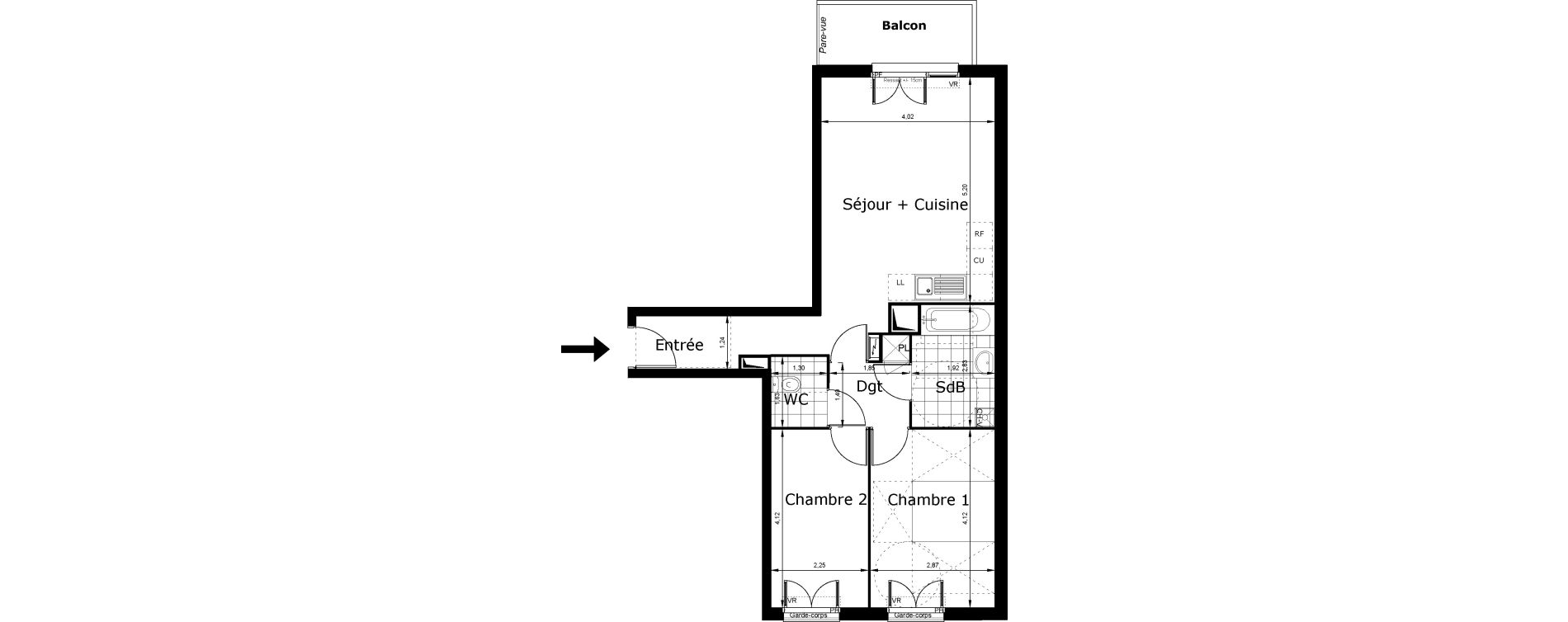 Appartement T3 de 58,94 m2 au Blanc-Mesnil Centre
