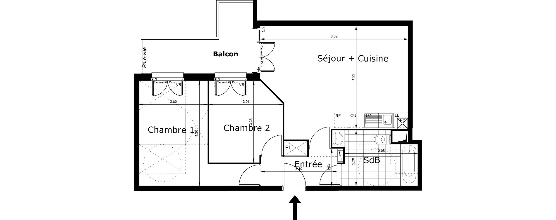Appartement T3 de 59,81 m2 au Blanc-Mesnil Centre