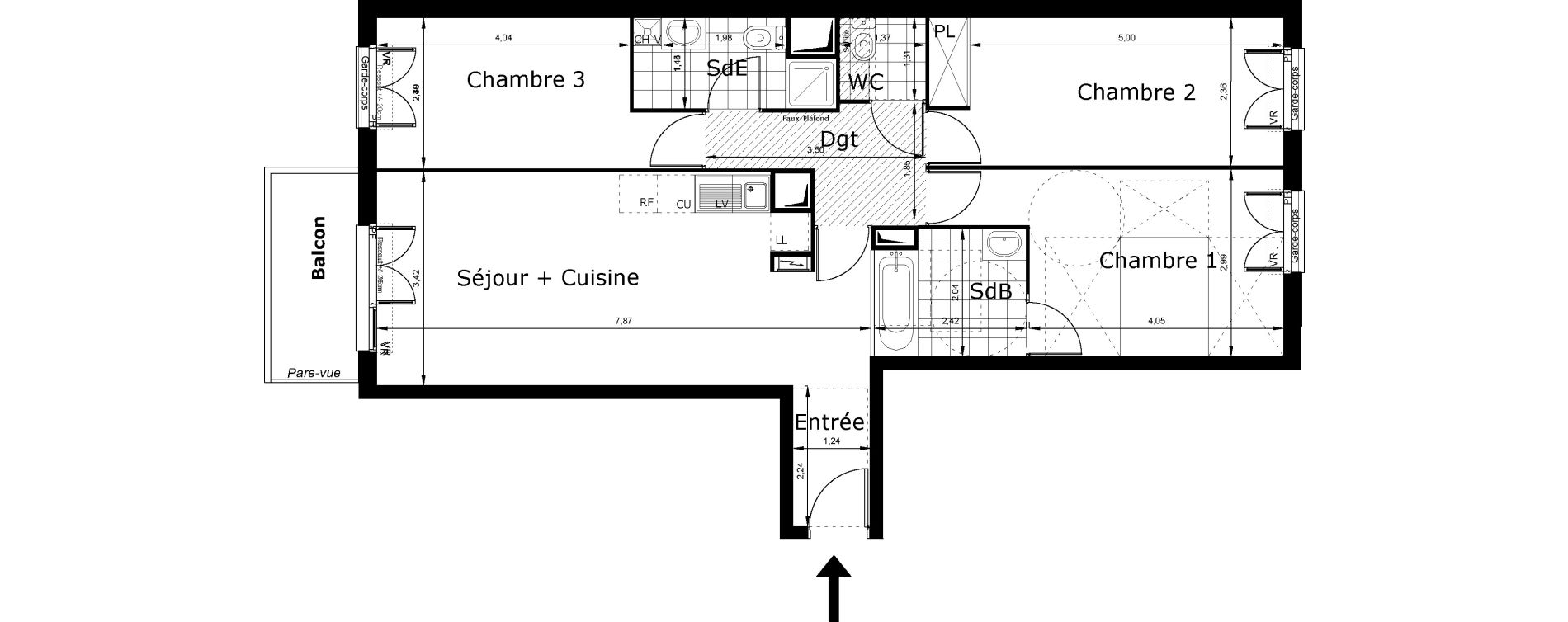 Appartement T4 de 81,25 m2 au Blanc-Mesnil Centre