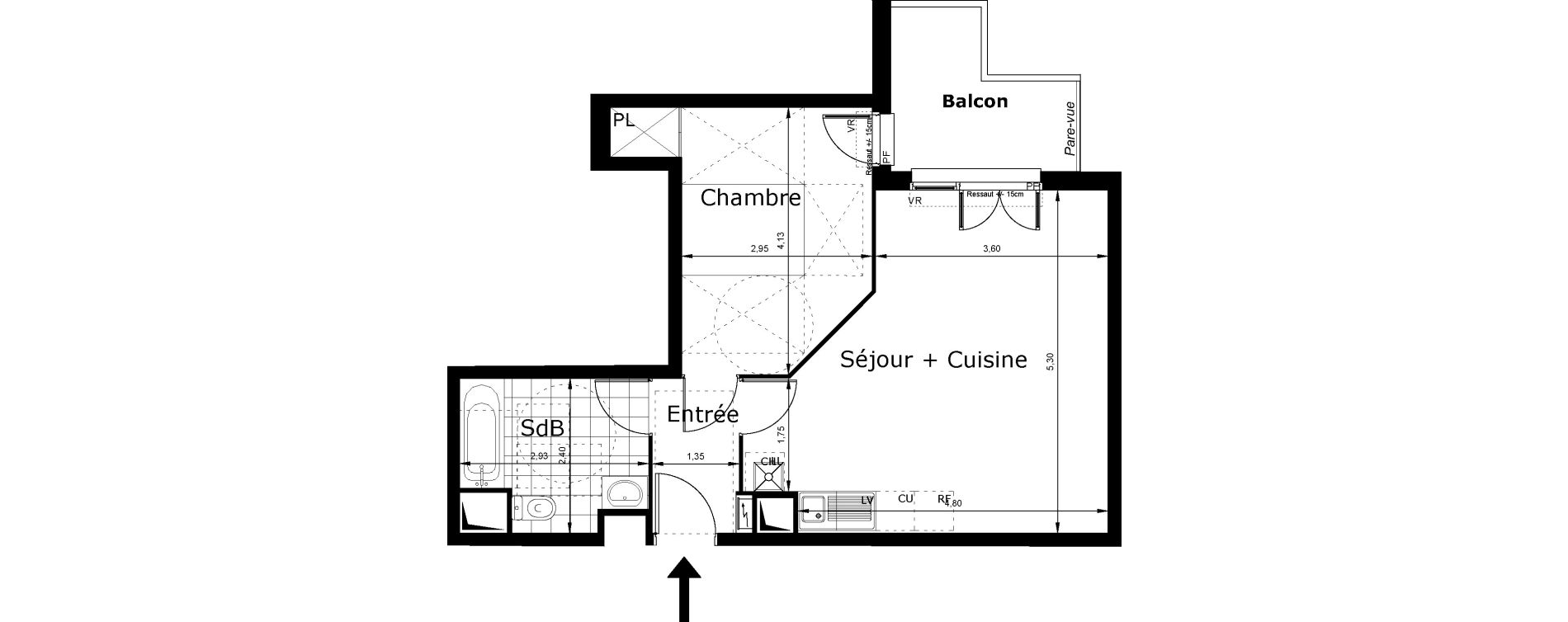Appartement T2 de 45,91 m2 au Blanc-Mesnil Centre