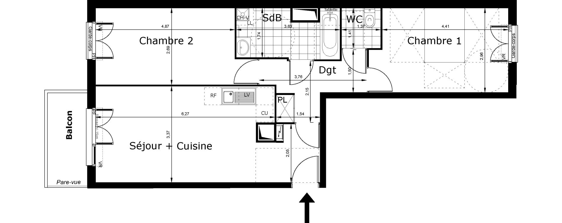 Appartement T3 de 65,21 m2 au Blanc-Mesnil Centre