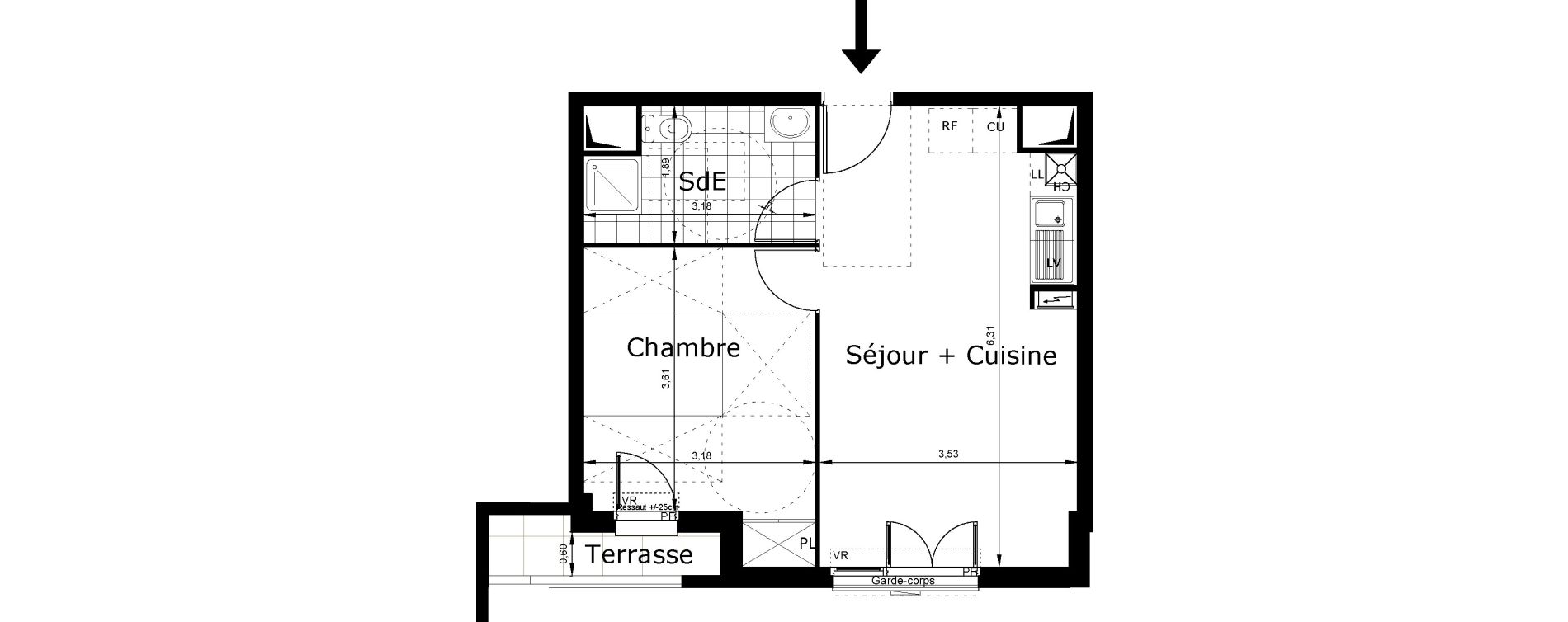 Appartement T2 de 39,06 m2 au Blanc-Mesnil Centre
