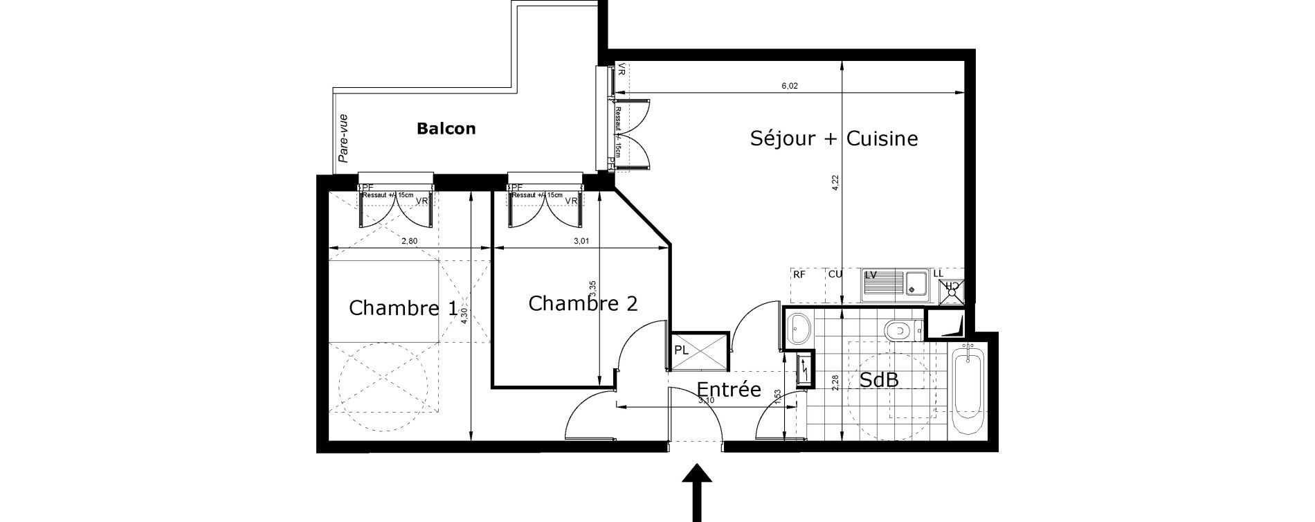 Appartement T3 de 59,81 m2 au Blanc-Mesnil Centre