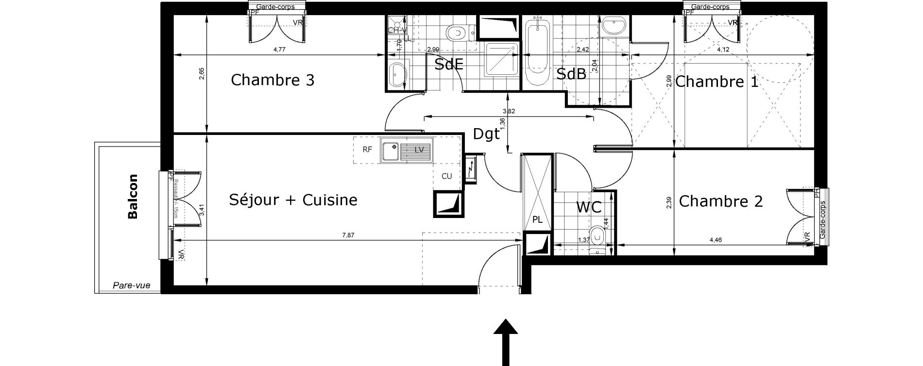 Appartement T4 de 80,52 m2 au Blanc-Mesnil Centre