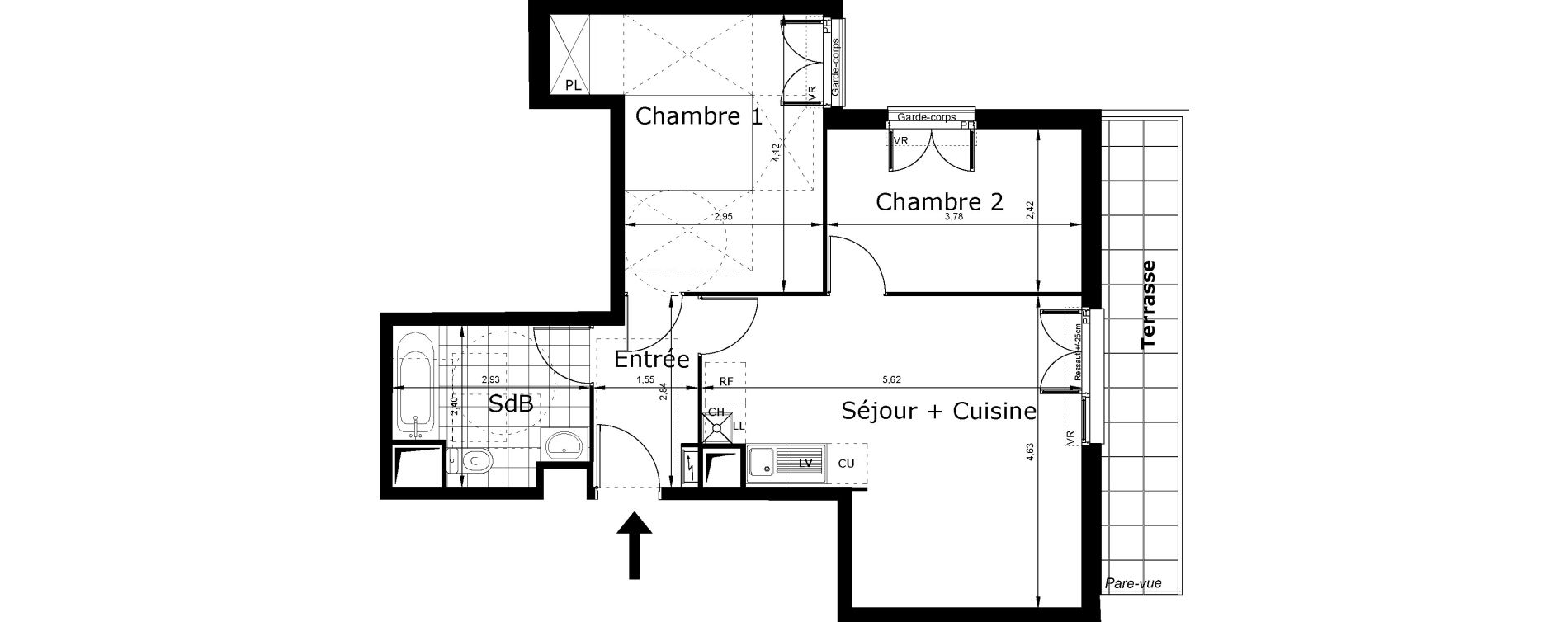 Appartement T3 de 54,44 m2 au Blanc-Mesnil Centre
