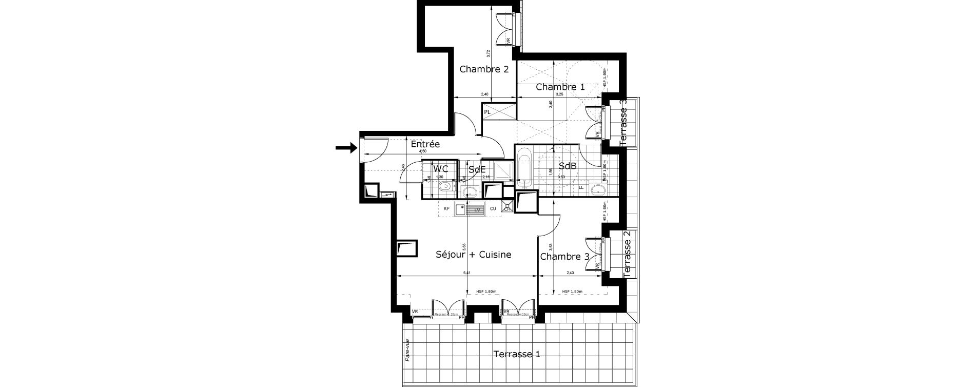 Appartement T4 de 74,51 m2 au Blanc-Mesnil Centre