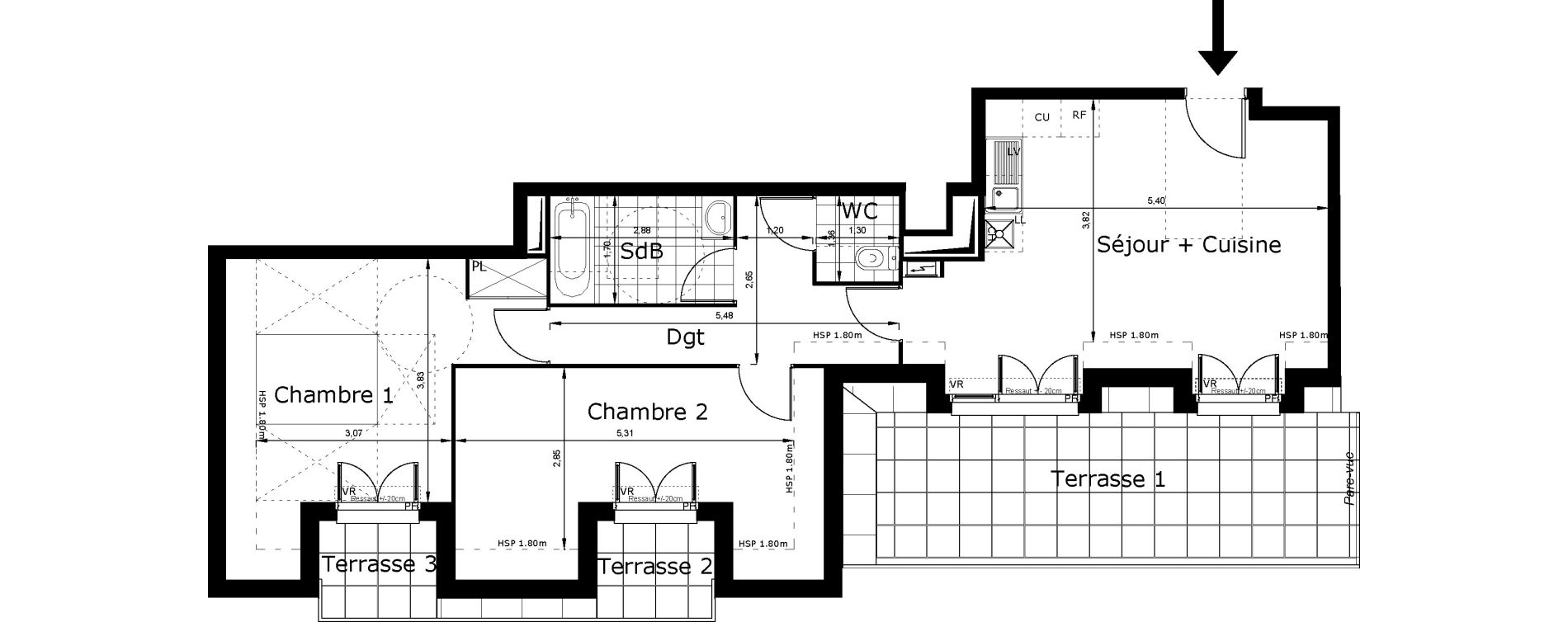 Appartement T3 de 66,34 m2 au Blanc-Mesnil Centre