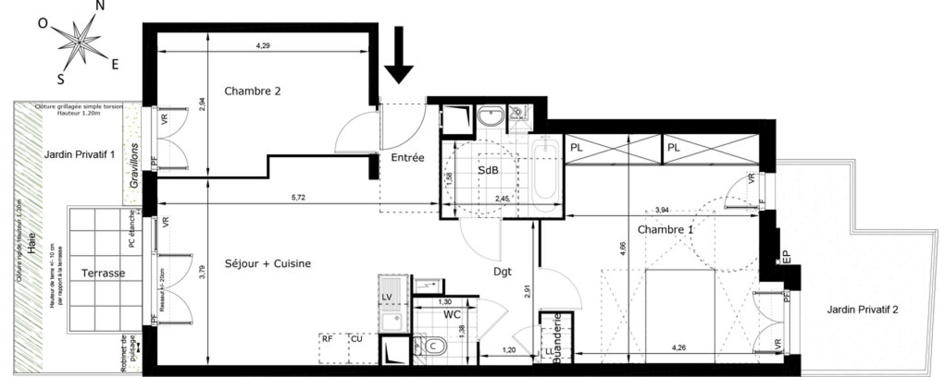 Appartement T3 de 66,64 m2 au Blanc-Mesnil Centre