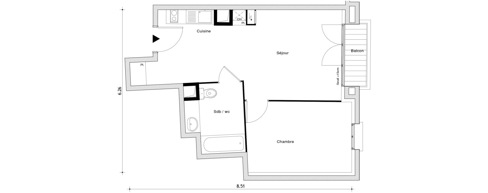 Appartement T2 de 39,94 m2 au Blanc-Mesnil Centre
